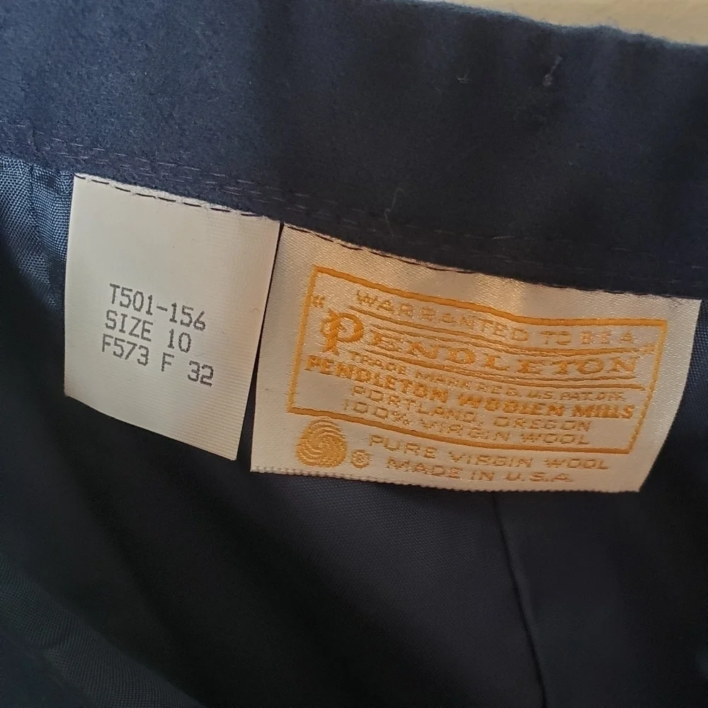 Vintage Pendleton Navy Blue Wool Pencil Skirt, Wardrobe Staple Midi Skirt Sz 10 - Picture 6 of 6